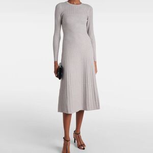 NWT Veronica Beard  Nami Metallic Silver Knit Midi-Dress